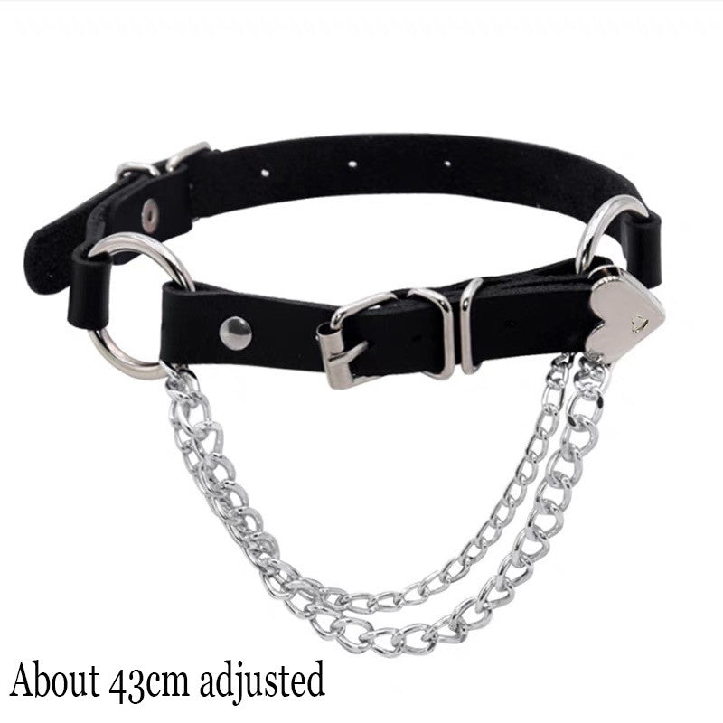 Woman Black Punk Choker Collar Necklace Sexy PU Leather Heart Lock Key Spike Chocker Gothic Cosplay Accessories Party Jewelry