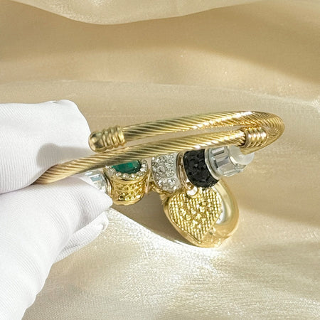 Cross-border Gold Bracelet Watch Adjustable opening Alloy bracelet Quartz Watch Beaded Small flower bracelet Watch