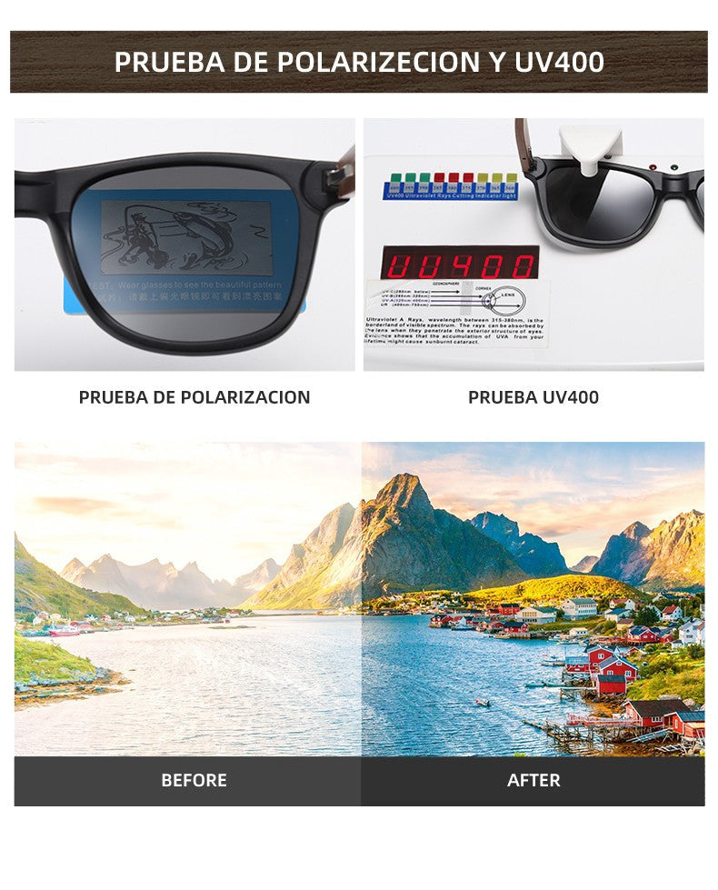 GM Environment-Friendly Retro Walnut Wood Sunglasses UV400 Polarized Bamboo Sunglasses Men's Fashion Trendy Anti Blue Lens 7061h