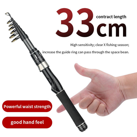 Portable Mini Sea Rod 33cm Closed Length Carbon Fiber Spinning Rod Travel Fishing Pole Rock Rod