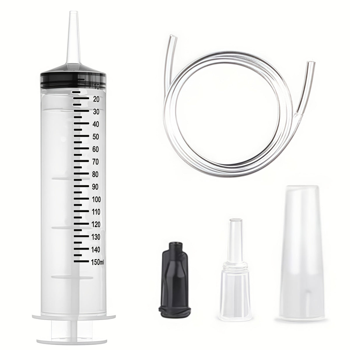 60/100/150ml large syringe with 100 cm of tubing, converter, cap set, garden injector, for liquid lipstick paint epoxy resin oil