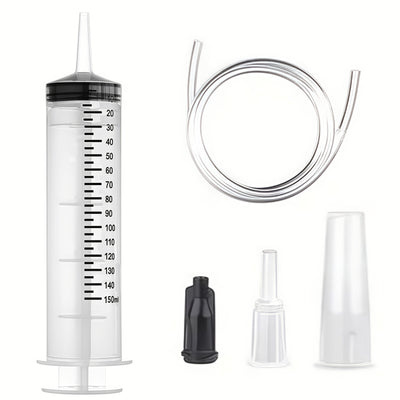 60/100/150ml large syringe with 100 cm of tubing, converter, cap set, garden injector, for liquid lipstick paint epoxy resin oil