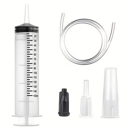 60/100/150ml large syringe with 100 cm of tubing, converter, cap set, garden injector, for liquid lipstick paint epoxy resin oil