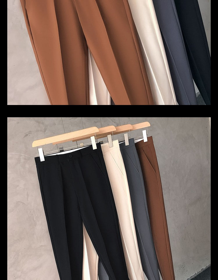Slim Fit Trousers for Men Tressed Man Suits Pants Cheap Summer 2025 New in Dress Work Wear Elegant Suit Pants Clothes Z107
