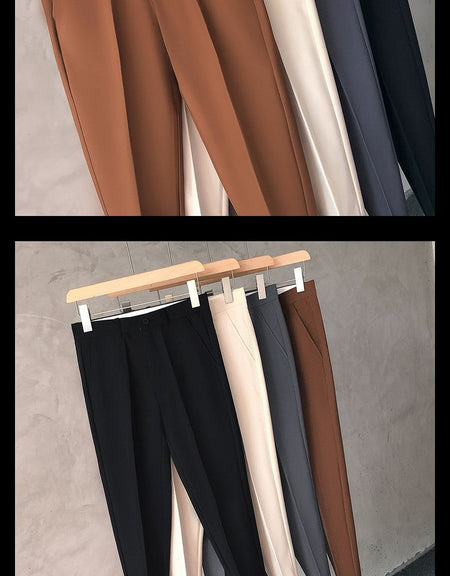 Slim Fit Trousers for Men Tressed Man Suits Pants Cheap Summer 2025 New in Dress Work Wear Elegant Suit Pants Clothes Z107