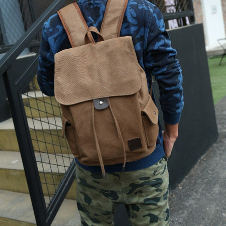 New High Quality Canvas Men Backpack Large Shoulder School Bag Rucksack For Boys Travel Fashion Camping Bags Fashion Simple Bags