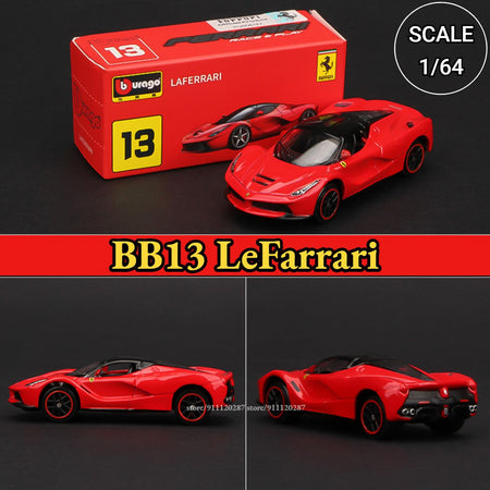 Bburago 1:64 Ferrari Mini Car Model, BB11 Enzo Metal Vehicle Replica F12tdf F40 458 488 GTB Diecast Miniature Home Decor Boy Toy