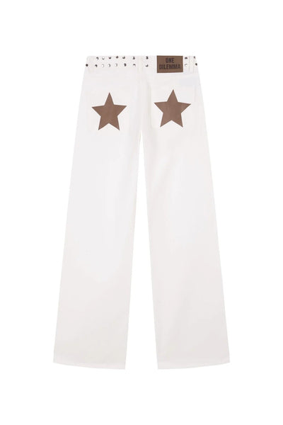 Y2K Women's Straight Leg Jeans Personalized Lucky Star Texture Retro Baggy Jeans Stylish High Street Willow Nail Low Waist Jeans