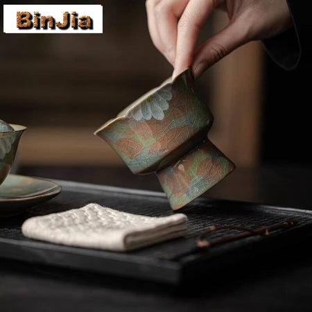 Hand-painted Cracked Glaze Chrysanthemum Fruit Tray Chinese Tall Bowl Dishes Boutique Plates For Food Serving Ornaments 120ml