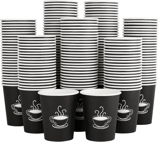360 Pack 8 oz Paper Coffee Cups, Disposable Black Paper Cups for Hot Beverage, Drinking Water, Used for Cafes, Offices a