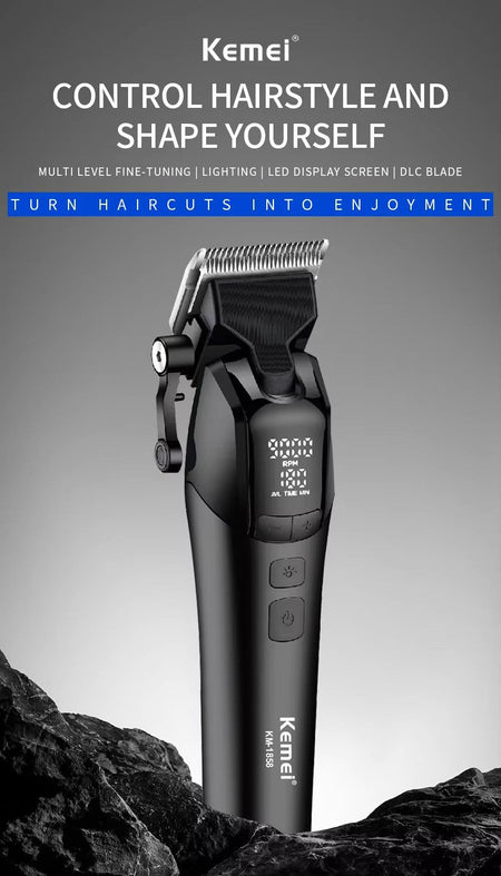 Kemei KM-1858 10W Barber Professional Electric Hair Clipper DLC Blade Trimmer Cordless USB Charging Rechargeable Hair Clippers