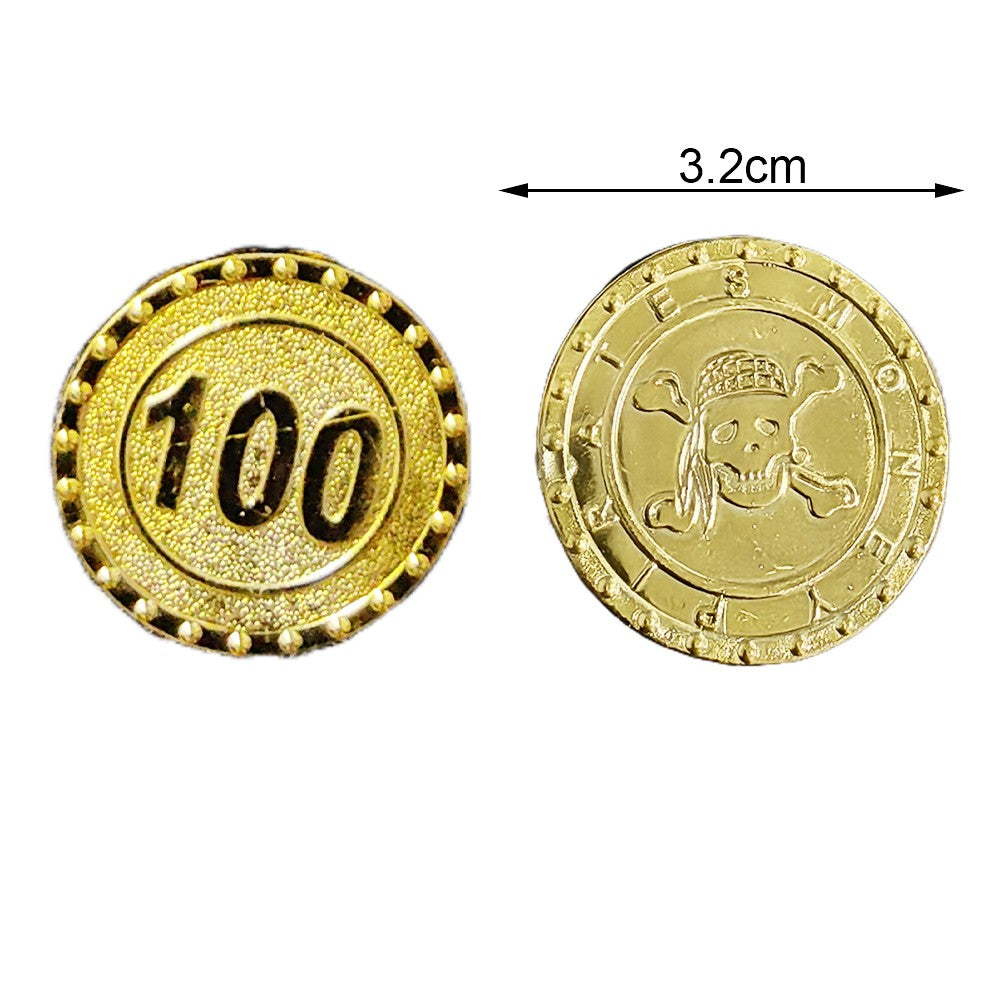 30/60/90/120pcs Pirate Gold Silver Bronze Coins Plastic Doubloon Bulk Kids Fake Play Cosplay Party Treasure Chest Games Tokens
