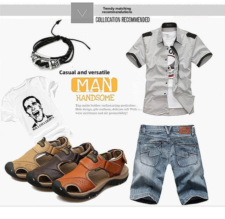 2025 Man's shoes Genuine Leather Men Sandals Summer Men's Shoes Outdoor Water Shoes Leather Sandals For Men men summer sandals
