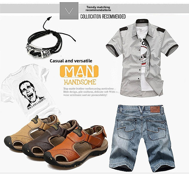 2025 Man's shoes Genuine Leather Men Sandals Summer Men's Shoes Outdoor Water Shoes Leather Sandals For Men men summer sandals