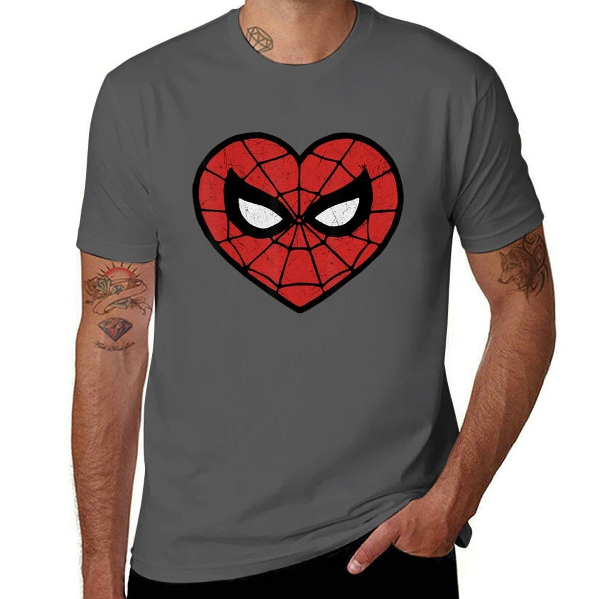 Spider Dudes in Heart T-Shirt black cotton t-shirt plain for man package man t shirt luxury T-Shirt