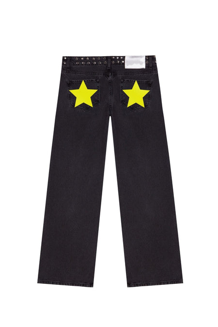 Y2K Women's Straight Leg Jeans Personalized Lucky Star Texture Retro Baggy Jeans Stylish High Street Willow Nail Low Waist Jeans