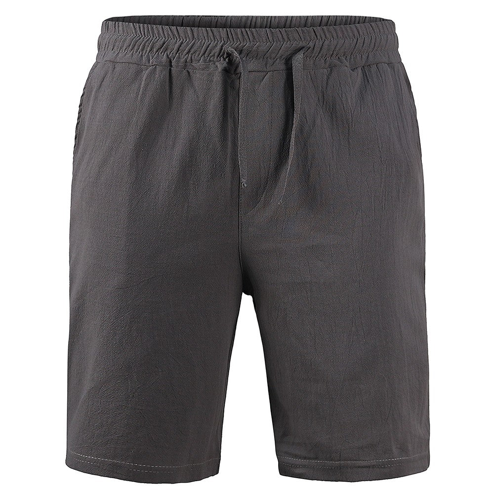 KB New Men's Cotton Linen Shorts Pants Male Summer Breathable Solid Color Linen Trousers Fitness Streetwear S-3XL