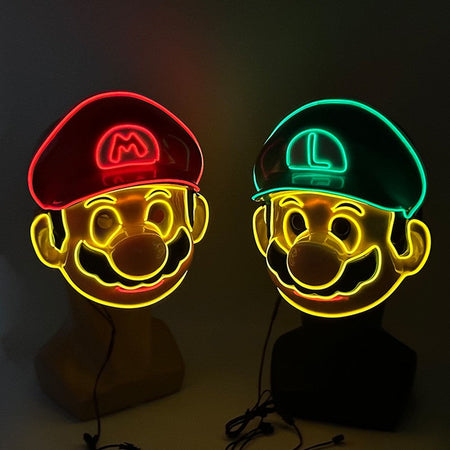 Funny Glowing Masquerade Disguise Mask Props Adult Kids Game Theme Cosplay Luminous Mask Carnival Neon Light Up Supplies