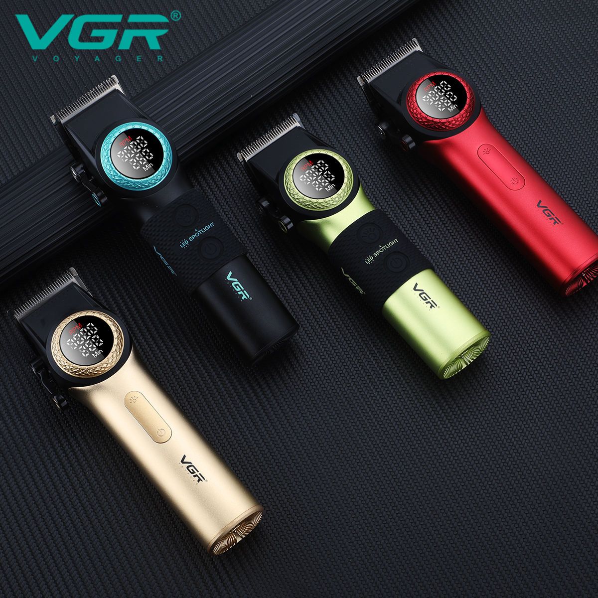 VGR 001 977 new hair trimming set high-end men's hair clipper intelligent digital display electric pusher carving and whitening