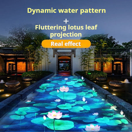 Outdoor Dynamic Water Ripple Projector Lotus Pattern Spotlight for Creative Garden Patio Yard Atmosphere Lighting