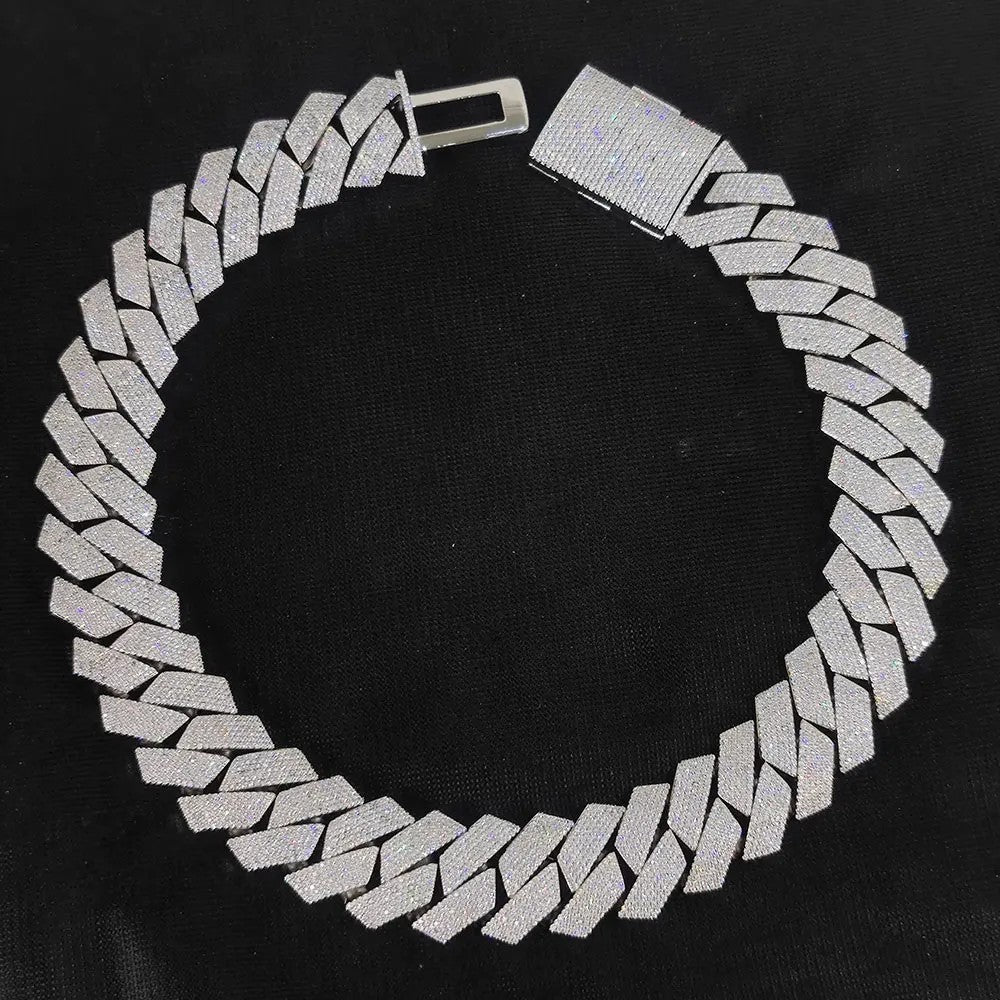 Thick Heavy 15mm Two Rows Prong Setting Cuban Link Chain Iced Out Hip Hop White/18k Gold Plated Necklace Jewelry Women Men Gifts