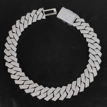 Thick Heavy 15mm Two Rows Prong Setting Cuban Link Chain Iced Out Hip Hop White/18k Gold Plated Necklace Jewelry Women Men Gifts