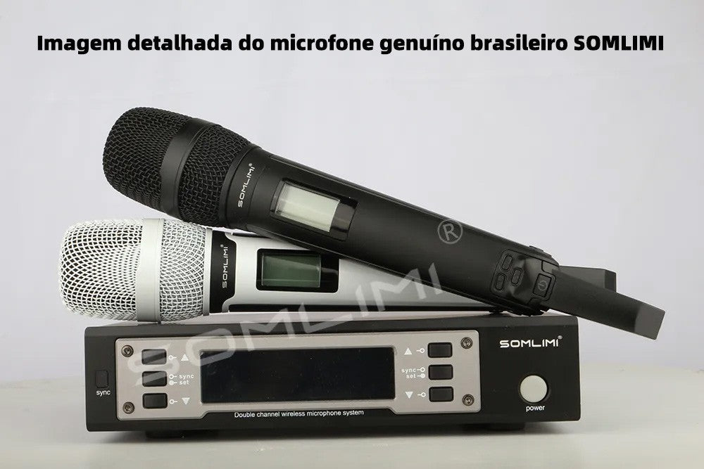 SOMLIMI EW135G4 UHF Dual Channels Profession Wireless Microphone System Stage Performance Dynamic Long Distance Metal Handheld