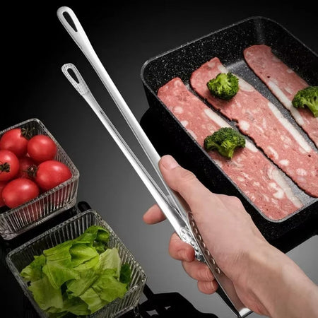 Stainless Steel Kitchen Tongs for Barbecue, Grill, Cooking, Salad, Meat, Buffet, and BBQ Tools – Versatile Food Tongs Clip