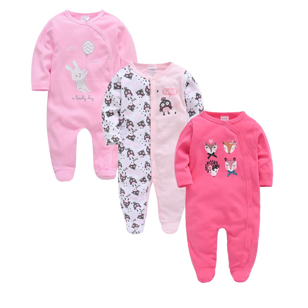 New Style Baby Girls Romper 3 Pcs/lot 0-12M Dot Design Lovely Girl Clothes Spring Autumn Long Sleeve Overalls Jumpsuit