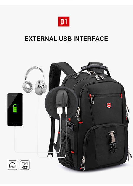 Waterproof Men's Backpack 17/20 Inch Laptop Backpacks School Travel Bag Swiss-style Large Capacity Business bagpack Male Mochila