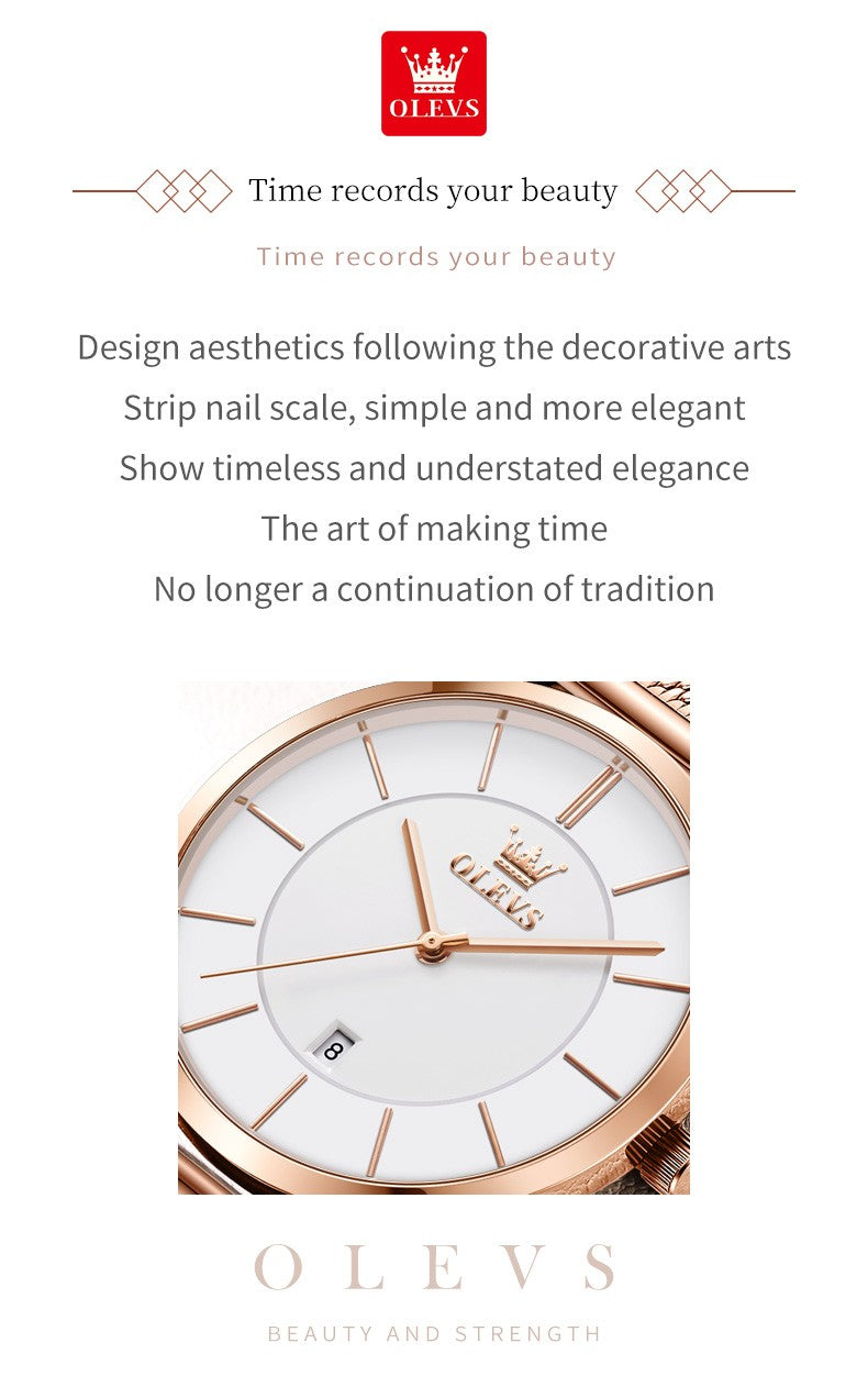 OLEVS 5869 Fashion Women's Watches Milanese Mesh Belt Waterproof Simplicity Versatile Quartz Watch for Lady Original Wristwatch