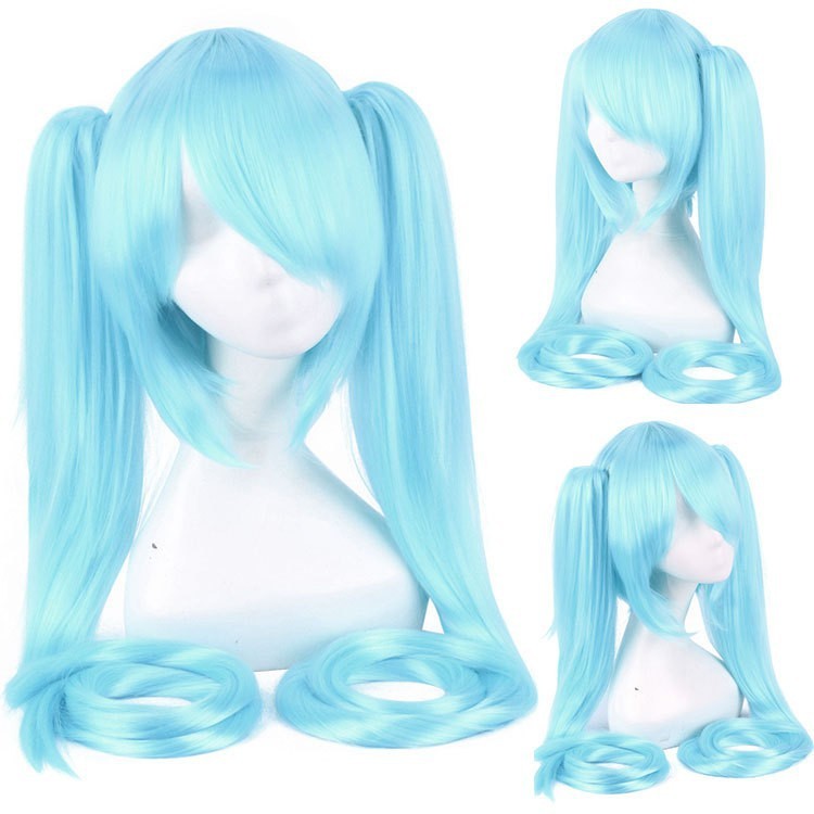 28 Colors Mi Ku Cosplay Wig Long Heat Resistant Synthetic Hair Clip Ponytails Halloween Party Wigs + Wig Cap Snow Mi Ku