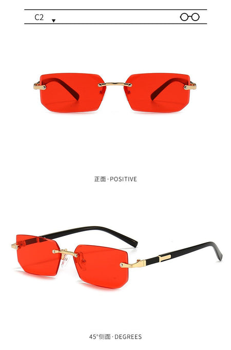 Rimless Sunglasses Rectangle Fashion Popular Women Men Shades Small Square Sun Glasses for Female Male Summer Traveling Oculos