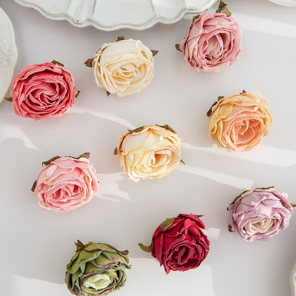 Artificial Flower Burned Edge Rose Wedding Bridal Bouquet Decor Home Outdoor Garden Festival Party Wreath Diy Ins Gift Scrapbook