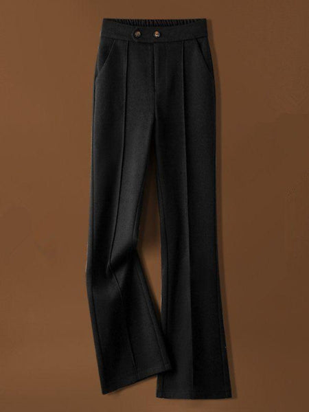 Faionable Thiened Woolen Flared Pants High Waist Casual Trousers for Women Autumn Winter New Sle Slimming Wide Leg Pants