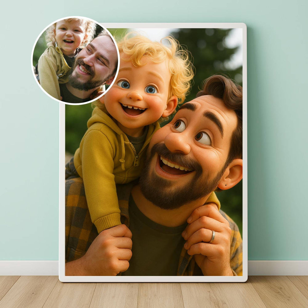 Custom Cartoon Style Your Photo Canvas Print Portrait Couple Family Pet Animal Wall Art Poster for Modern Living Room Home Decor