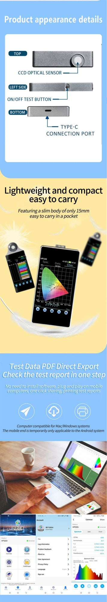 PAR Light PPFD Spectrometer for Grow Lights - Light Spectrum Meter Lux CCT CRI Tester for Horticulture And Agriculture