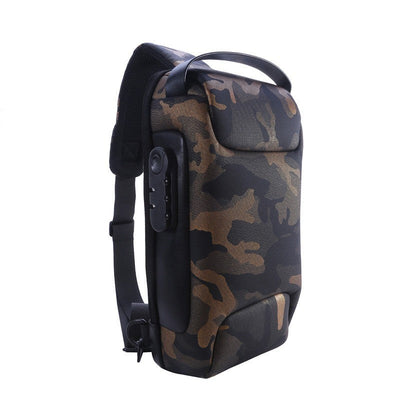 Men'S Usb Crossbody Bag Anti-Theft Shoulder Bags Waterproof Oxford Waist Bag Multifunction Short Travel Messenger Chest Pack