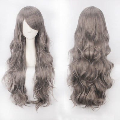 European and American style cos color anime wig, with foreign trade buckle net, universal, 80CM long, curly Synthetic fiber wig