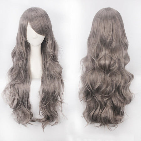 European and American style cos color anime wig, with foreign trade buckle net, universal, 80CM long, curly Synthetic fiber wig