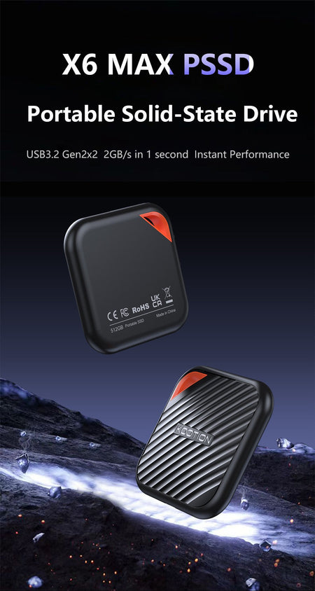 KOOTION X6Max Portable SSD 1TB 512GB USB-C PSSD USB 3.2 External SSD Gen 2x2 Portable Solid State Drive for iPhone15 16 PC Mac