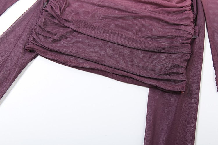 Nibber Summer Vacation Sexy See Through Dress+Shawl Women Ruched Side Ribbon Coquette Skinny Midnight Clubwear Party Bodycon
