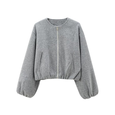 MUJER Red Zipper Bomber Jackets for Women Soft Cropped Jackets Woman 2025 Long Sleeve Woman's Sports Jacket New in Outerwears