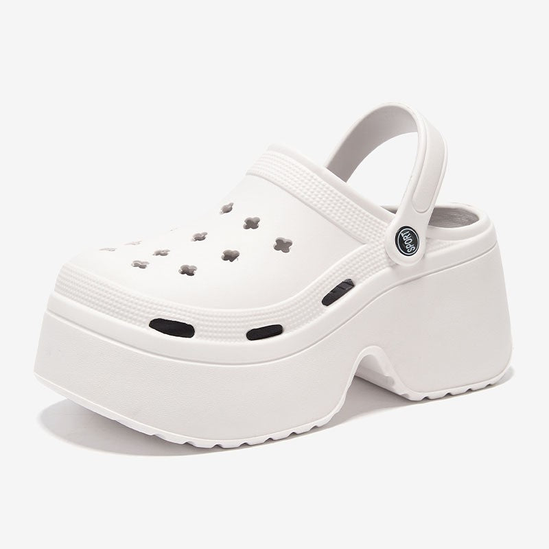 9CM Thick Women's Sandals 2024 New Summer Slippers High Heel Soft Sole Beach Garden Shoes Outdoor Waterproof Women's Hole Shoes