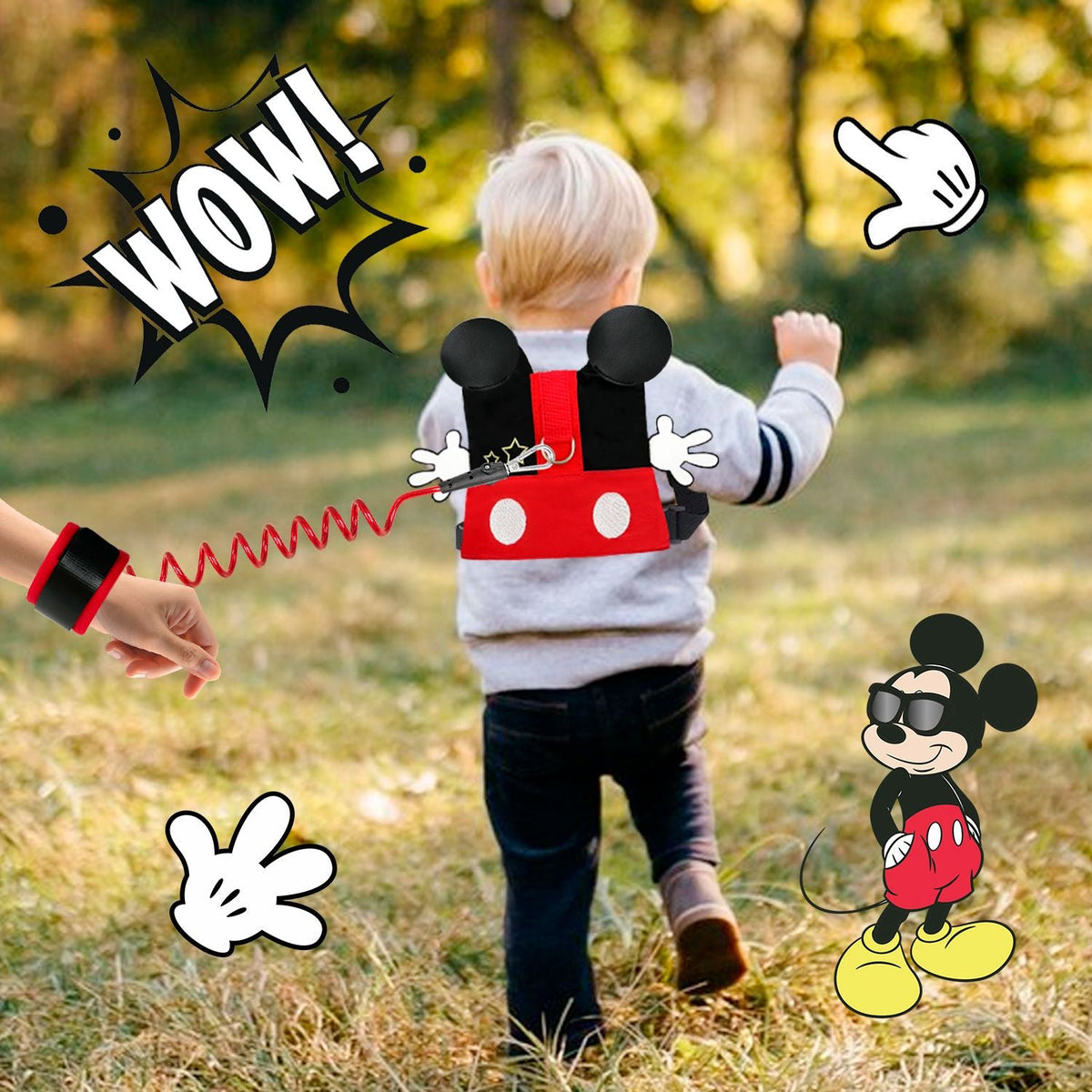 Toddler Leash Harness, 3-in-1Child Leashes for Toddlers Set-2m Kids Leashes for Toddlers&Wrist Leash for Kids(7.8 '' x 7 '')