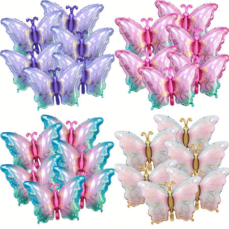 6pcs Colorful Butterfly Foil Balloons Butterfly Themed  Balloons Girls Birthday Party Wedding Baby Shower Decoration Gifts