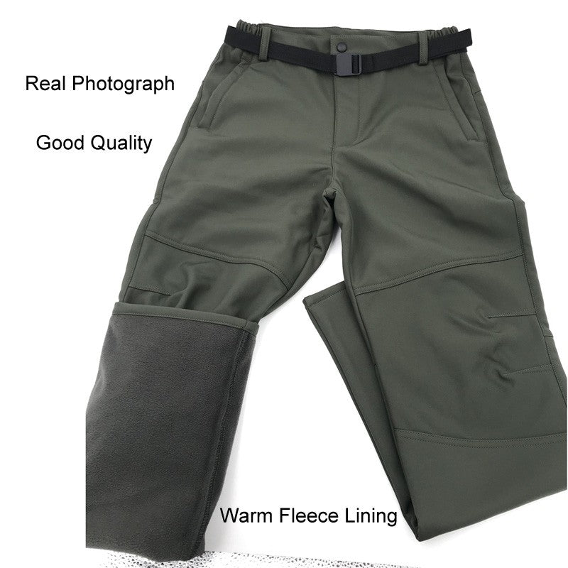 Men's Winter Autumn Fleece Softshell Pants Tactical Military Combat Cargo Trousers Hiking Camping Climbing Casual Sportwears