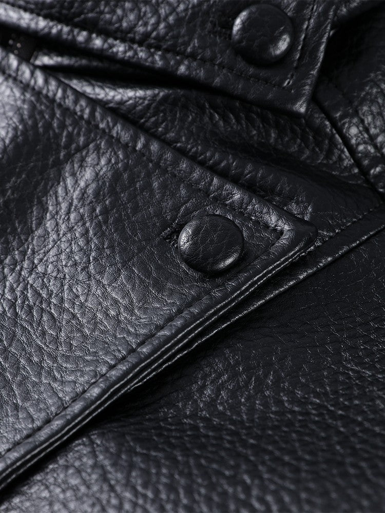 Street Stand Collar Women's Leather Jacket Loose Long Sleeve Zipper Pockets Chic Female Coats 2025 Autumn Winter Lady Outerwear