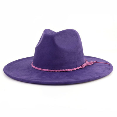 Vegan suede hat belt accessories heart-shaped wide-brimmed fedora hat for men and women felt jazz hat classic chapeau femme