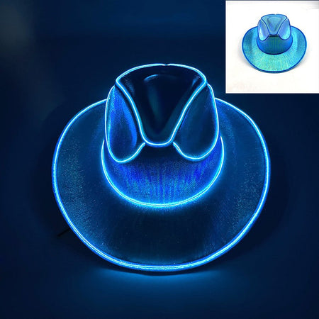 Wireless LED Western Cowboy Hat Light Up Cowboy Hat Disco Bride Pink Cowgirl Hat Concert NightClub Wedding Costumes Accessories